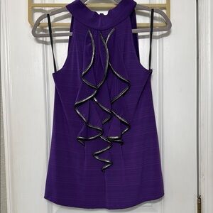 Elegant Purple Sleeveless Ruffle Top